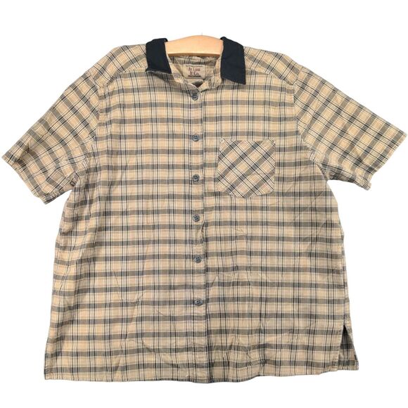 At Last & Co. Chest Pocket Button Up Shirt Womens Plus Size 18/20 Brown Plaid - Picture 1 of 11